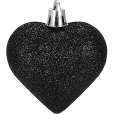 Springos Christmas baubles Springos CA1155 8 pcs 7 cm heart-shaped, black