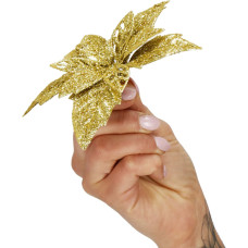 Springos Bethlehem star, artificial poinsettia flower Springos CA1291 13 cm gold with glitter