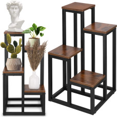 Springos Metal flower stand with 4 shelves Springos GA0209 67.5 cm loft black and brown