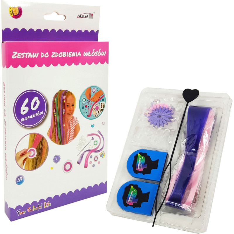 ZESTAW DO ZDOBIENIA WŁOSÓW 60 ELEMENTÓW