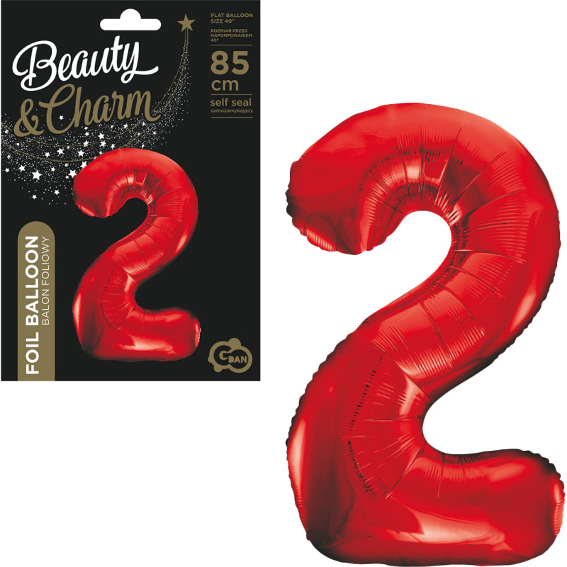 BALON FOLIOWY CYFRA 2 CZERWONA