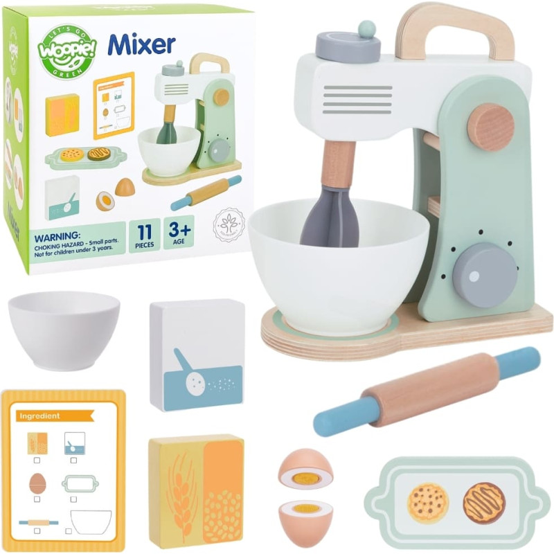 Woopie GREEN Drewniany Mikser Kuchenny Blender z Akcesoriami 11 el.