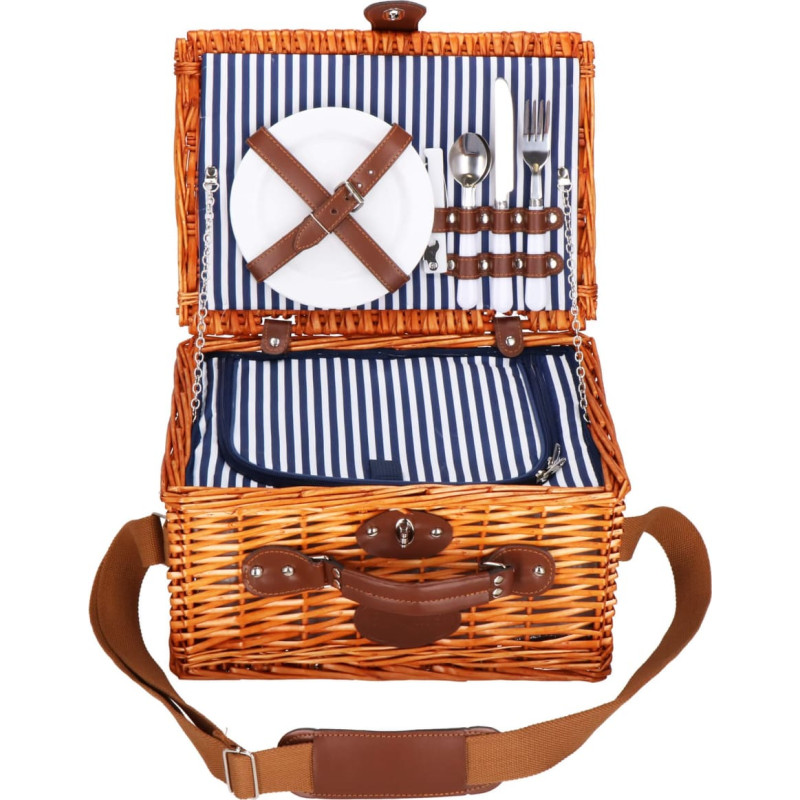 Springos Thermal picnic basket for 2 people, with equipment 37x27x20 cm wicker, brown