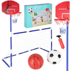 Football goal and basketball scoreboard – 2-in-1 game with 2 balls and a pump