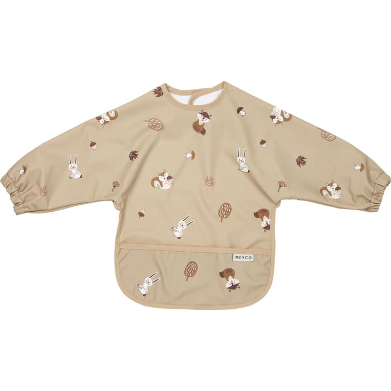 Beaba / Red Castle Meyco Baby Ūdensnecaurlaidīgs priek&scaron;autiņ&scaron; ar piedurknēm Forest Animals Sand 4-18m