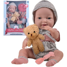Woopie ROYAL Lalka Bobas 36 cm w Ubranku z Misiem Akcesoria do Karmienia