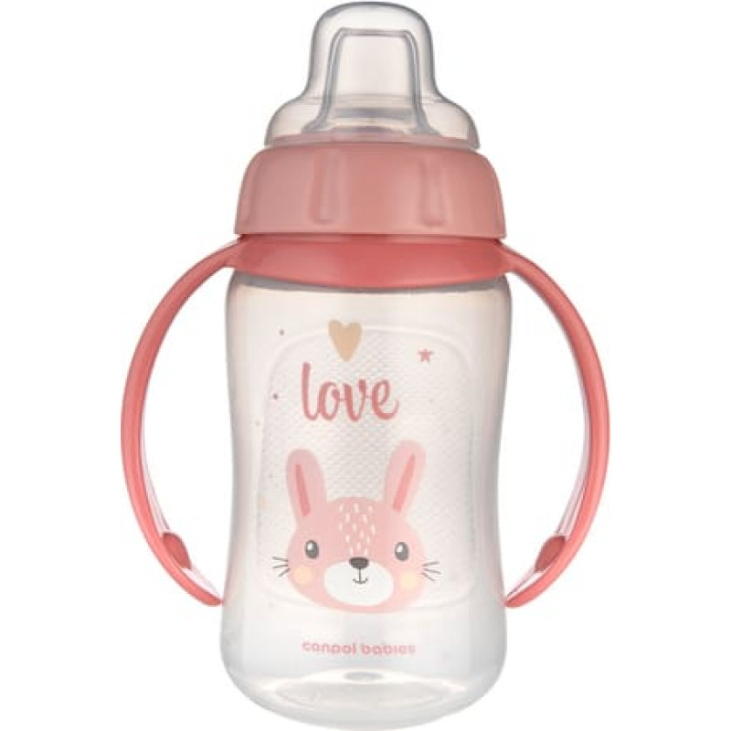 Canpol 56/512 Kubek treningowy z miękkim ustnikiem 320 ml CUTE ANIMALS pink2