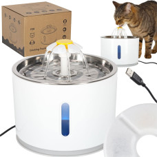 Dzirdinātājs strūklaka sunim kaķim automātiskais USB LED dzirdinātājs 2,4 l tīrīšanas filtrs