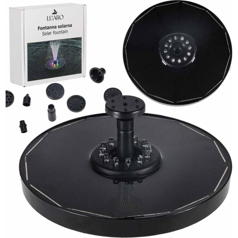 LUARO saules dīķa strūklaka dārza peldošais sūknis LED RGB 16cm