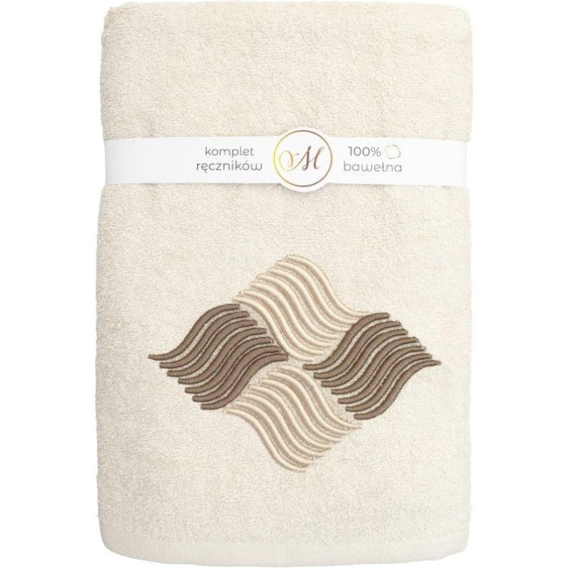 RĘCZNIK KPL.MARIBELLA 3 SZT./30X50/50X100/70X140/ FROTTE HAFT 003 FALE KREM
