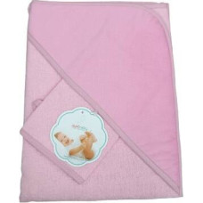 Duet Baby Bathing cover + washcloth glove - 817 - TERRY - VELVET - size 100x100 cm - PINK