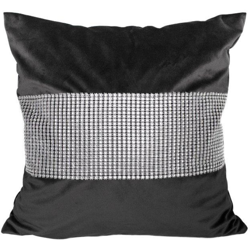CUSHION COVER 40X40CM RHINESTONES P4040/CYR/CZA VELVET BLACK