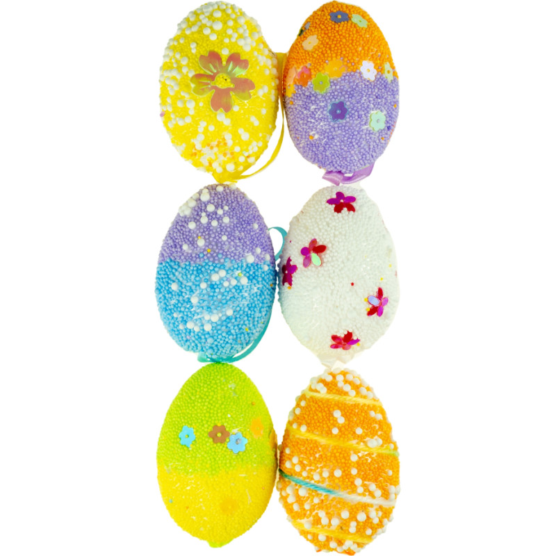 Patterned Styrofoam Eggs, 6 pcs