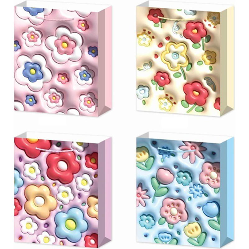 TORBA NA PREZENTY PASTELOWE KWIATY L