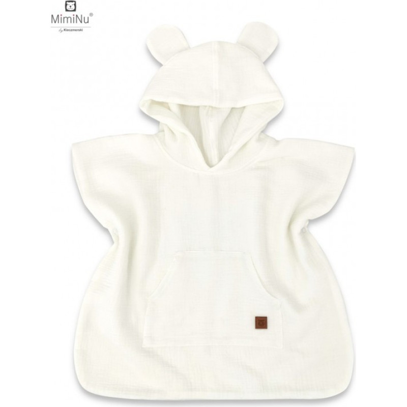 Miminu KIECZMERSKI Ponczo plażowe, szybkoschnące rozmiar 1-4 lat MUŚLIN bawełna 100% beż