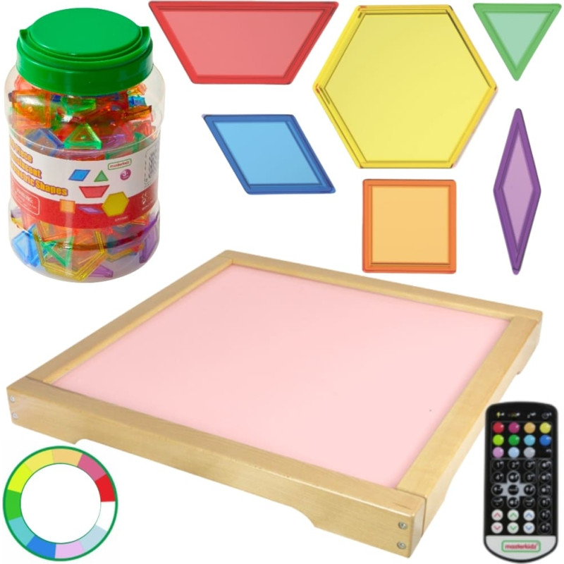 Masterkidz Panel Świetlny LED Zmiana kolor&oacute;w Pilotem + Klocki Montessori Mozaika 140 el.