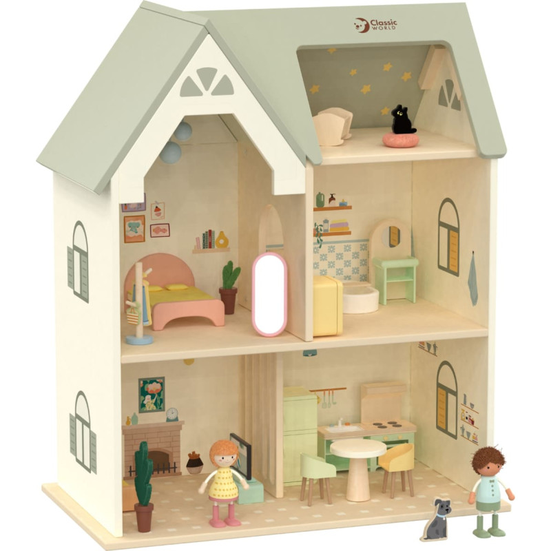 Classic World Wielki Drewniany Domek dla Lalek z mebelkami