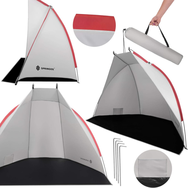 Springos Tourist tent 220x120x120 cm beach with cover, screen gray-black