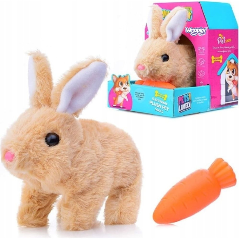 Woopie interactive plush bunny with carrot — beige