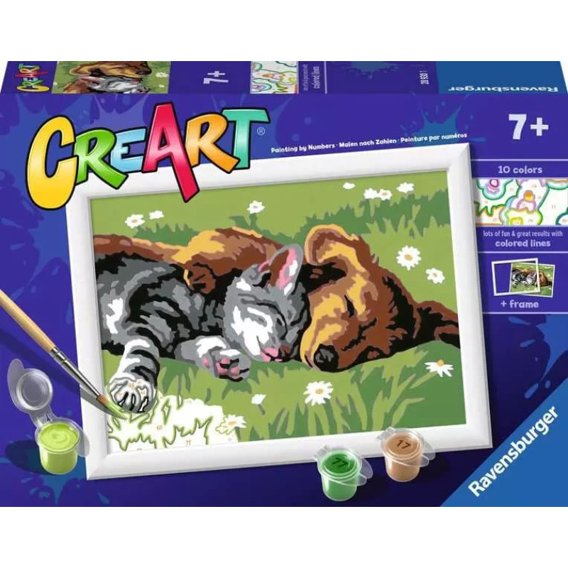 Ravensburger Paint by numbers 13x18 cm CreArt Sleeping Cat and Dog