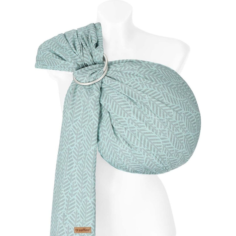 Sling with ring HugMe Leaves 70x195cm mint