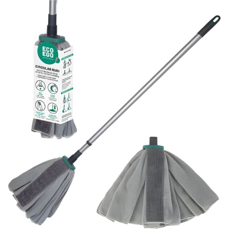 Eco Ego Mikro&scaron;ķiedras mop galva ar teleskopisko kātu Eco Ego CIRCULAR RUBI