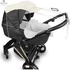 Miminu KIECZMERSKI Daszek do w&oacute;zka, osłonka przeciwsłoneczna MUŚLIN bawełna 100% śmietanka