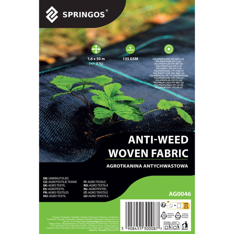 Springos Anti-weed agricultural fabric AG0046 135 GSM 1.6 x 50 m