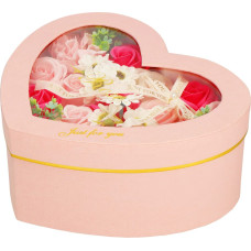 Springos Soap roses Springos HA7444 24 pcs. flower box set of flowers in a box heart pink