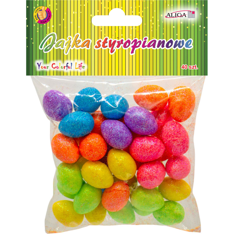 Glitter Styrofoam Eggs, 40 pcs