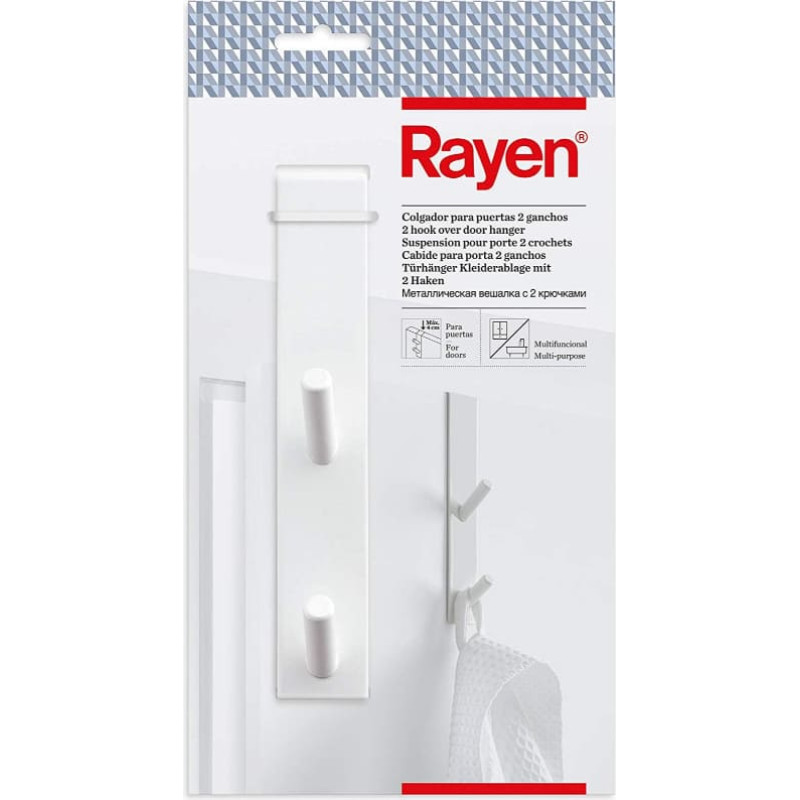Rayen Āķis uz durvīm pakarams / 2 āķi / balts
