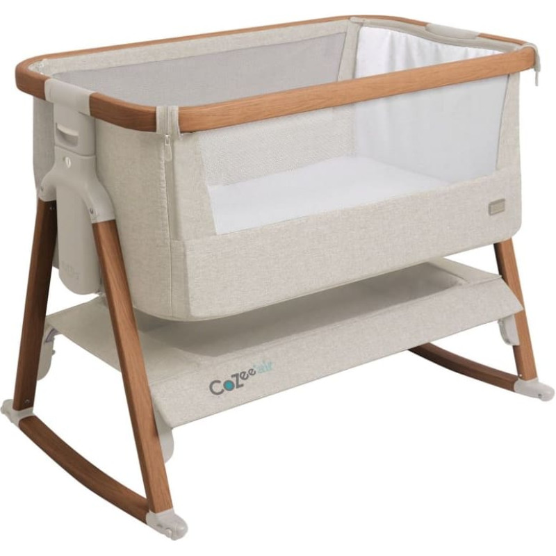 Tutti Bambini CoZee Air bedside crib – Scandinavian Walnut / Ecru