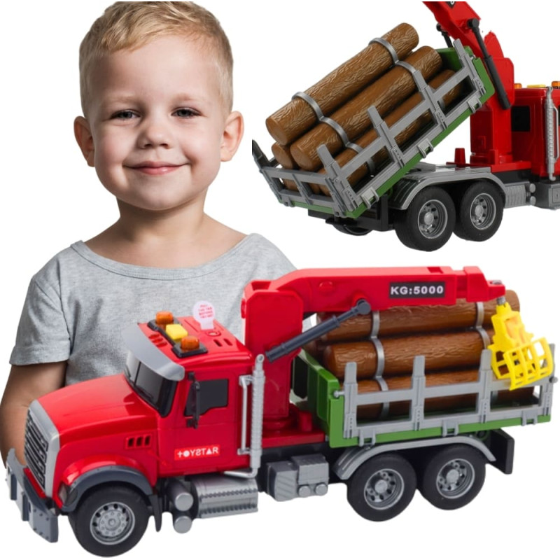 Woopie Ciężar&oacute;wka z Ruchomym Dźwigiem do Drewna Dźwięk Światła 1:14