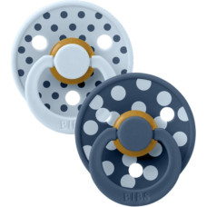 Bibs Collection Colour Round &ndash; Polka Dots Baby Blue / Steel Blue 6-18m 2pcs
