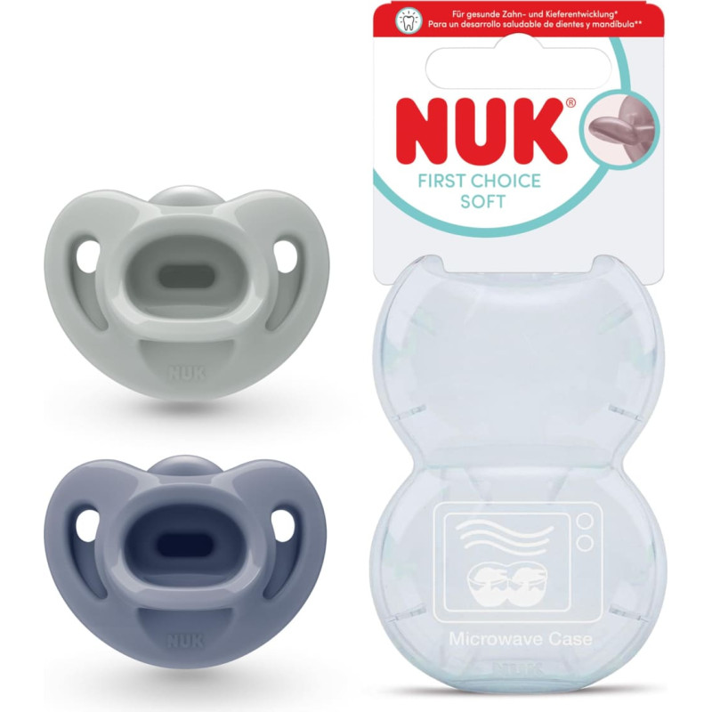 NUK 10175374 NUK First Choice dummies SI1 SOFT GREEN/BLUE 2 pcs. 0-6m