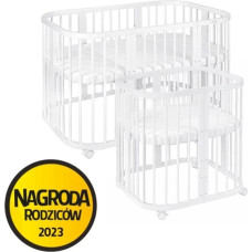 Waldin 7-in-1 wooden convertible cot with mattress, White
