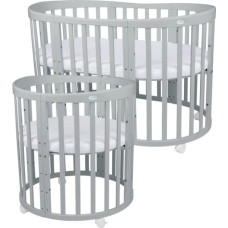 7-in-1 Oval Baby Crib with Mattress Grey, WALDIN