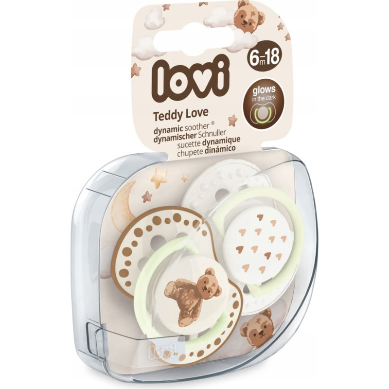 Lovi 22/936 Smoczek silikonowy dynamiczny 6-18m 2 szt Teddy Love