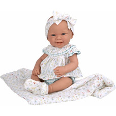 Arias doll with a blue floral blanket, 42 cm