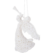 Springos Christmas ornament white angel for the tree Springos CA0049 16.5 cm