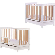 To-Ma Cot/Bed - COZY FOX - 2w1 - drawer - WHITE / BEECH