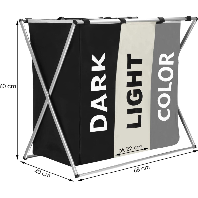 Springos Foldable laundry basket with three compartments Springos HA0099 146 L black/beige/grey