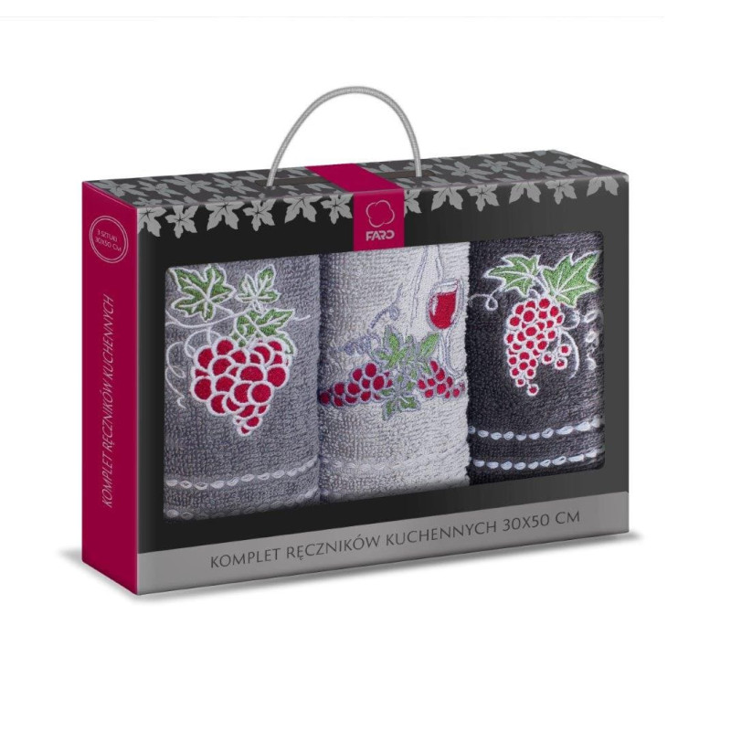 FARO Towel Set 3x30x50 with Embroidery 002 Grapes