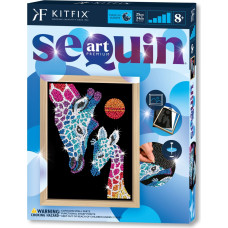 Kitfix Amatniecības komplekts Sequin Art Blue Premium spīdumiņu māksla, Žirafe ar mazuli