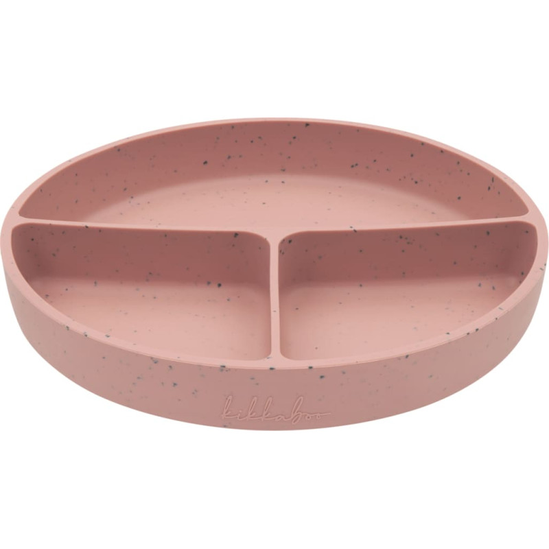 KIKKABOO Divided plate with suction base Platinum Silicone Blush