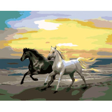 Flamingo Line Painting by the numbers - 50654 - HORSES- size 40x50 cm