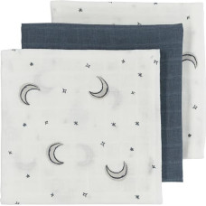 Meyco Baby muslīnu autiņu komplekts Moon Indigo (3 gab., 70x70 cm)