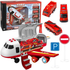 Woopie Samolot Rozkładany Transporter Straż Pożarna z 3 Autami Strażackimi Zestaw XL Znaki Drogowe