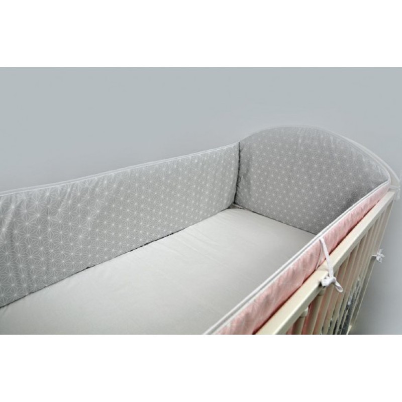 Ankras cot bumper 360 cm Rosette, grey-pink — Ankras