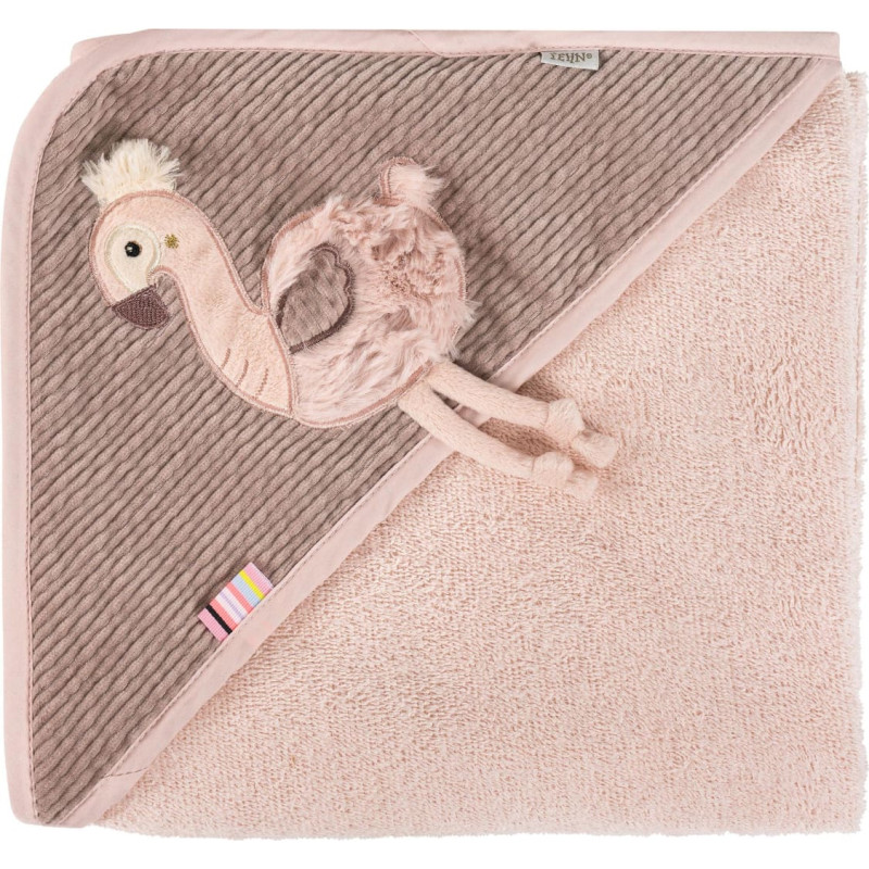 Fehn hooded bath towel 80x80cm, Flamingo